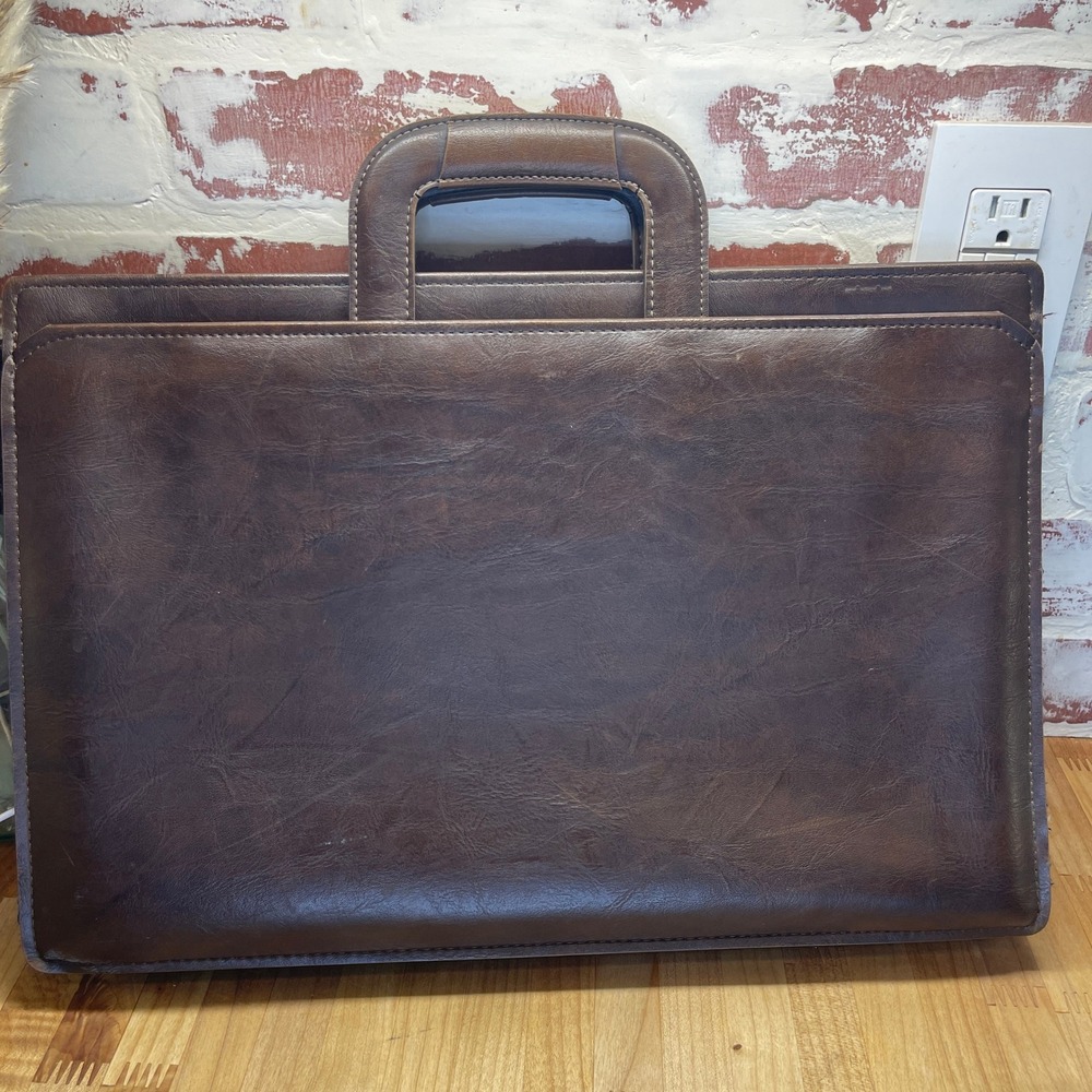 Vintage Hazel USA Dark Brown Faux Leather Briefcase Attache Portfolio Bag